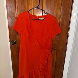 Calvin Klein Women's Vibrant Orange Asymmetrical Dress